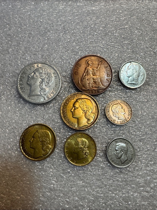 Other - 8 Mixed Foreign Coins Dates 1938 - 1958